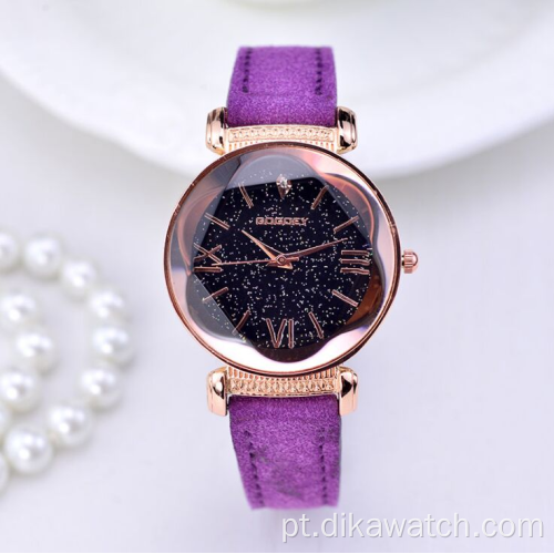 Gogoey Relógios Senhoras Couro Estrelado Relógio Mulher Moda Diamante Elegante Mulheres Vestido Pulseira Relogio Feminino Alta Qualidade